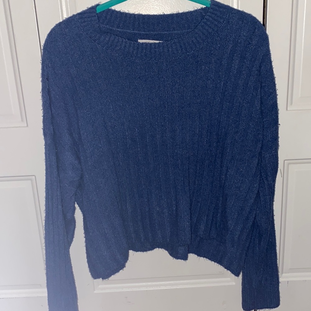 Blue long sleeve crop top